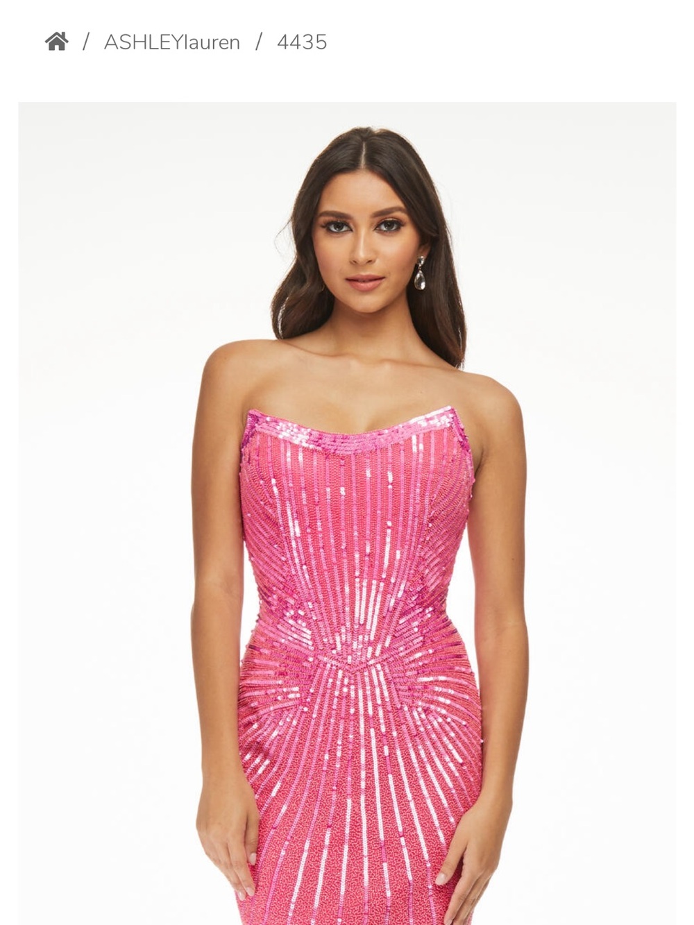 644. Ashley Lauren Pink Sequin Mini Dress with Spaghetti Straps